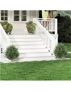 HOMCOM 60 cm Artificial Cypress Tree with Ground Stake, Set of 2 Artificial Plants for Indoor & Outdoor, UV Resistant, Green 2