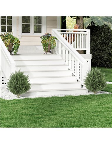 HOMCOM 60 cm Artificial Cypress Tree with Ground Stake, Set of 2 Artificial Plants for Indoor & Outdoor, UV Resistant, Green