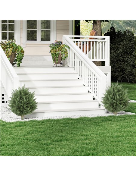HOMCOM 60 cm Artificial Cypress Tree with Ground Stake, Set of 2 Artificial Plants for Indoor & Outdoor, UV Resistant, Green - pic 192497 | FastDaddyshop