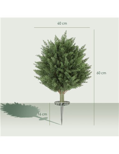 HOMCOM 60 cm Artificial Cypress Tree with Ground Stake, Set of 2 Artificial Plants for Indoor & Outdoor, UV Resistant, Green