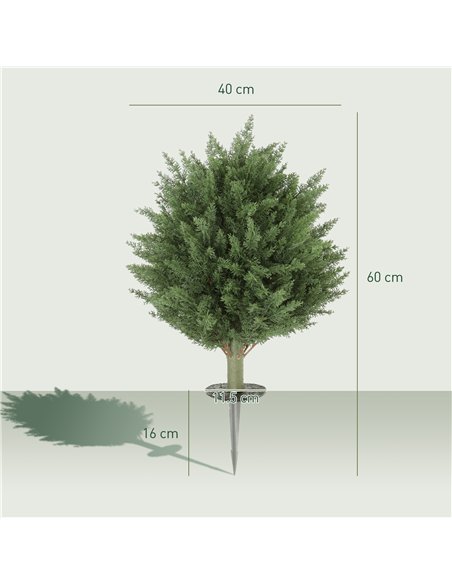 HOMCOM 60 cm Artificial Cypress Tree with Ground Stake, Set of 2 Artificial Plants for Indoor & Outdoor, UV Resistant, Green - pic 192498 | FastDaddyshop