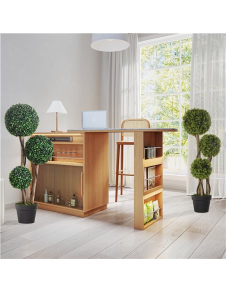 HOMCOM Decorative Artificial Plants Set of 2, Boxwood Ball Topiary Trees in Pot Fake Plants for Home Indoor Outdoor Decor, 90 cm - pic 192506 | FastDaddyshop
