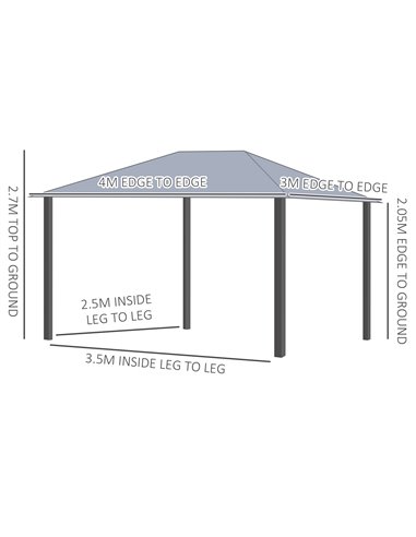 Outsunny 4x3m Gazebo with Vented Roof, Mosquito Netting and Curtains, Grey