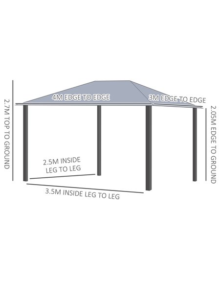 Outsunny 4x3m Gazebo with Vented Roof, Mosquito Netting and Curtains, Grey - pic 19251 | FastDaddyshop