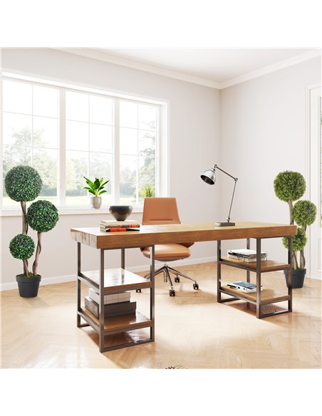 HOMCOM Decorative Artificial Plants Set of 2, Boxwood Ball Topiary Trees in Pot Fake Plants for Home Indoor Outdoor Decor, 90 cm - pic 192511 | FastDaddyshop