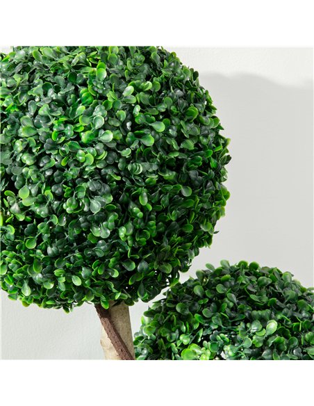 HOMCOM Decorative Artificial Plants Set of 2, Boxwood Ball Topiary Trees in Pot Fake Plants for Home Indoor Outdoor Decor, 90 cm - pic 192512 | FastDaddyshop