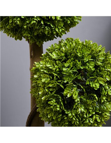 HOMCOM Decorative Artificial Plants Set of 2, Boxwood Ball Topiary Trees in Pot Fake Plants for Home Indoor Outdoor Decor, 90 cm