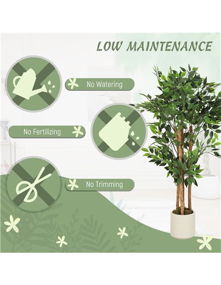 HOMCOM 120cm Artificial Ficus Tree, Fake Potted Tree with Solid Wood Trunk and Pot for Indoor, Green - pic 192518 | FastDaddyshop