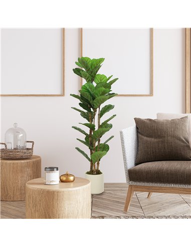 HOMCOM 120cm Artificial Fiddle Leaf Fig Tree - Green