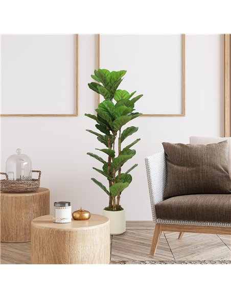 HOMCOM 120cm Artificial Fiddle Leaf Fig Tree - Green - pic 192524 | FastDaddyshop