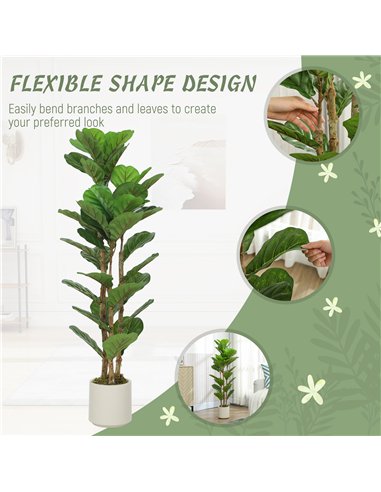 HOMCOM 120cm Artificial Fiddle Leaf Fig Tree - Green