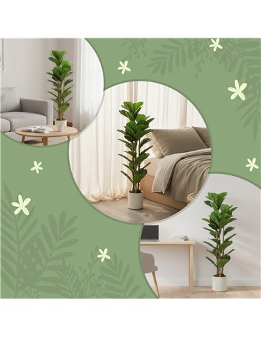 HOMCOM 120cm Artificial Fiddle Leaf Fig Tree - Green