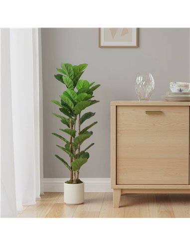 HOMCOM 120cm Artificial Fiddle Leaf Fig Tree - Green