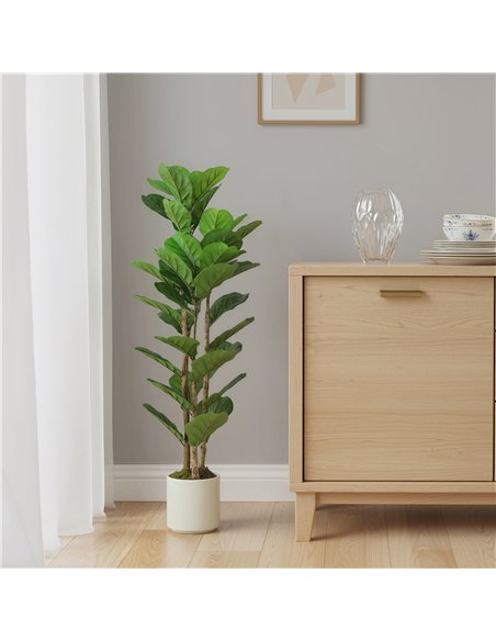 HOMCOM 120cm Artificial Fiddle Leaf Fig Tree - Green - pic 192530 | FastDaddyshop