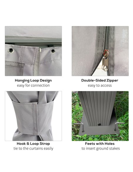 Outsunny 4 x 3(m) Patio Gazebo Canopy Garden Tent Shelter with Vented Roof, Mosquito Netting and Curtains, Aluminium Frame, Grey - pic 19254 | FastDaddyshop