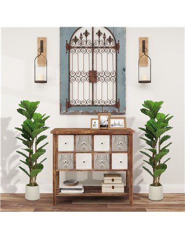 HOMCOM 120cm Set of 2 Artificial Fiddle Leaf Fig Trees - Green