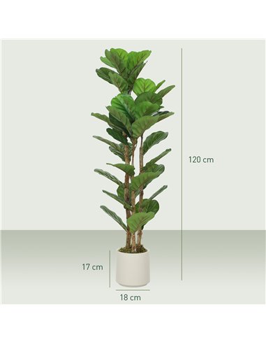 HOMCOM 120cm Set of 2 Artificial Fiddle Leaf Fig Trees - Green