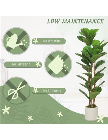 HOMCOM 120cm Set of 2 Artificial Fiddle Leaf Fig Trees - Green