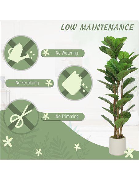 HOMCOM 120cm Set of 2 Artificial Fiddle Leaf Fig Trees - Green - pic 192545 | FastDaddyshop