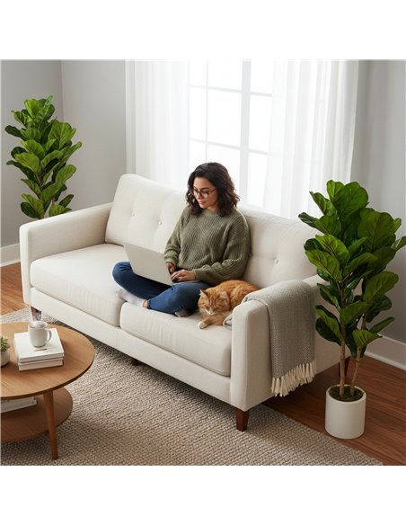 HOMCOM 120cm Set of 2 Artificial Fiddle Leaf Fig Trees - Green - pic 192548 | FastDaddyshop