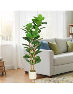 HOMCOM 150cm Artificial Fiddle Leaf Fig Tree - Green 2