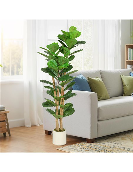HOMCOM 150cm Artificial Fiddle Leaf Fig Tree - Green - pic 192551 | FastDaddyshop