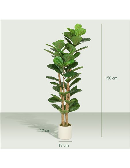 HOMCOM 150cm Artificial Fiddle Leaf Fig Tree - Green - pic 192552 | FastDaddyshop