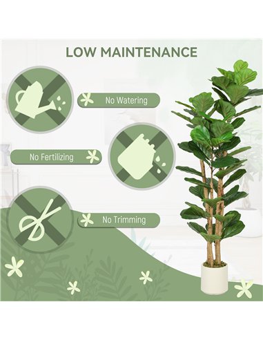 HOMCOM 150cm Artificial Fiddle Leaf Fig Tree - Green