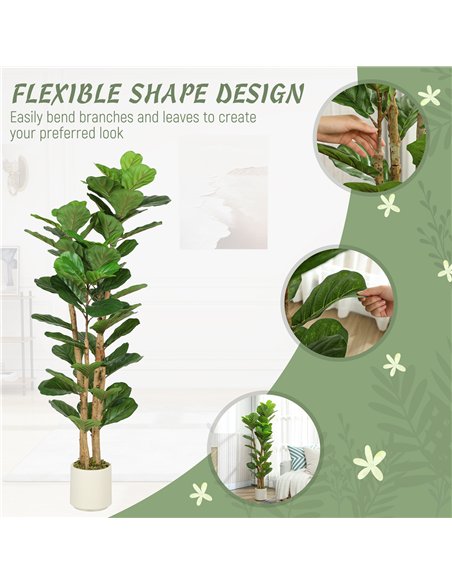 HOMCOM 150cm Artificial Fiddle Leaf Fig Tree - Green - pic 192555 | FastDaddyshop