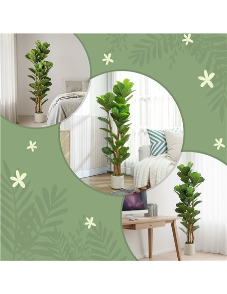 HOMCOM 150cm Artificial Fiddle Leaf Fig Tree - Green - pic 192556 | FastDaddyshop