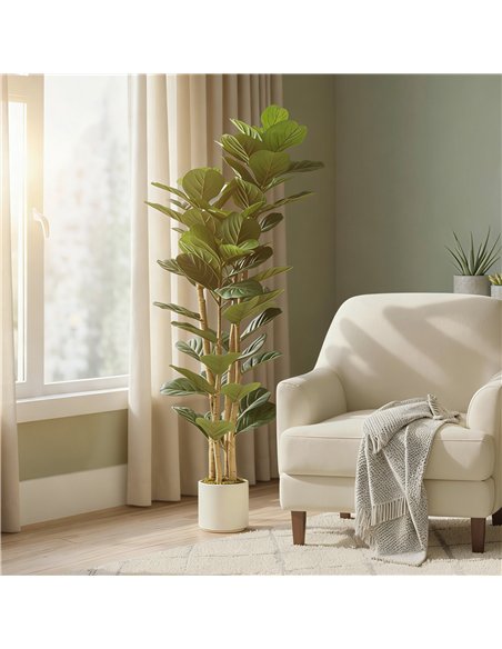 HOMCOM 150cm Artificial Fiddle Leaf Fig Tree - Green - pic 192557 | FastDaddyshop