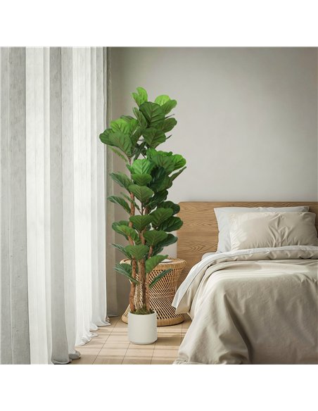 HOMCOM 150cm Artificial Fiddle Leaf Fig Tree - Green - pic 192558 | FastDaddyshop