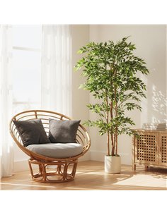 HOMCOM 180cm Artificial Ficus Tree, Fake Potted Tree with Solid Wood Trunk and Pot for Indoor, Green 2