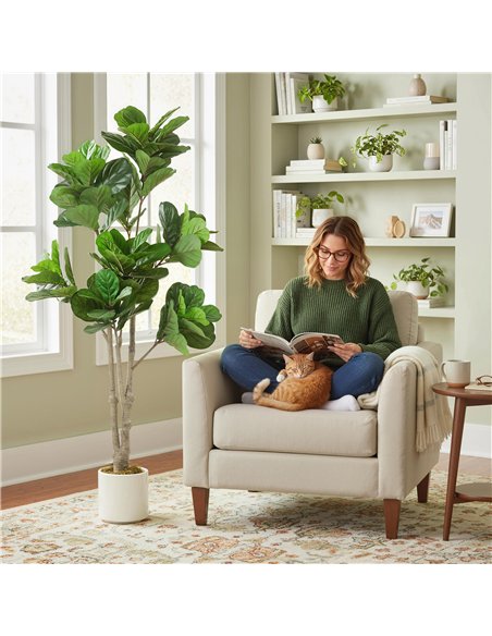 HOMCOM 180cm Artificial Fiddle Leaf Fig Tree - Green - pic 192569 | FastDaddyshop