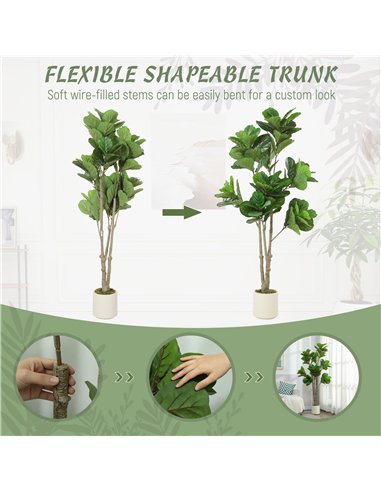 HOMCOM 180cm Artificial Fiddle Leaf Fig Tree - Green