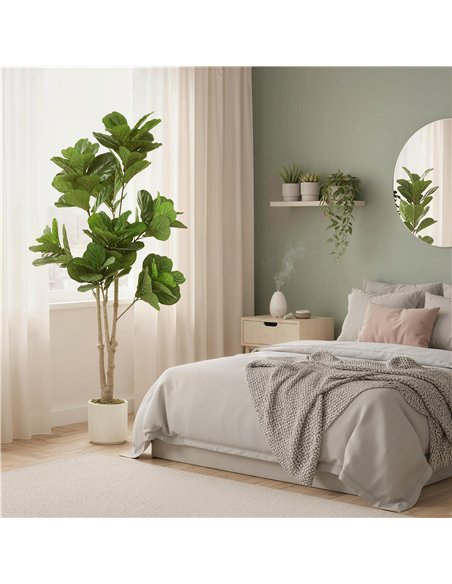 HOMCOM 180cm Artificial Fiddle Leaf Fig Tree - Green - pic 192575 | FastDaddyshop