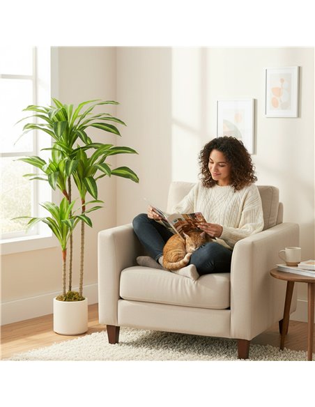 HOMCOM 120cm Artificial Dracaena Tree with Bendable Trunks - Green - pic 192578 | FastDaddyshop