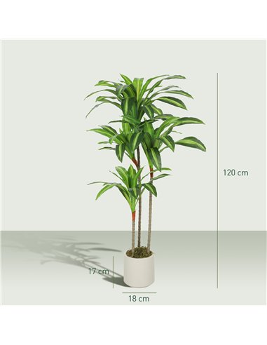 HOMCOM 120cm Artificial Dracaena Tree with Bendable Trunks - Green