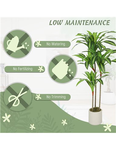 HOMCOM 120cm Artificial Dracaena Tree with Bendable Trunks - Green