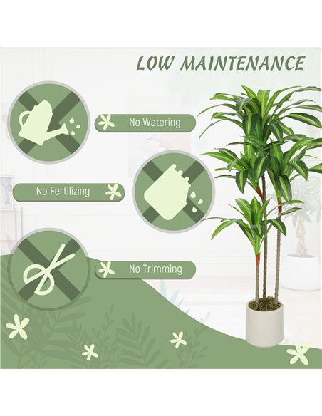 HOMCOM 120cm Artificial Dracaena Tree with Bendable Trunks - Green - pic 192581 | FastDaddyshop