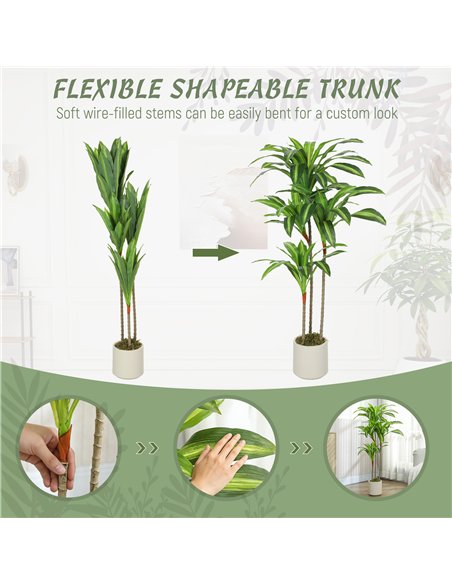 HOMCOM 120cm Artificial Dracaena Tree with Bendable Trunks - Green - pic 192582 | FastDaddyshop