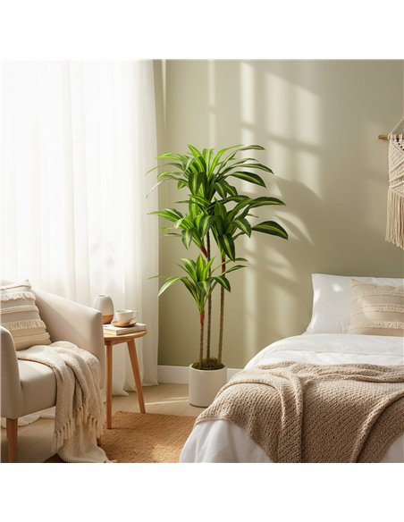 HOMCOM 120cm Artificial Dracaena Tree with Bendable Trunks - Green - pic 192583 | FastDaddyshop