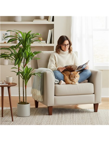 HOMCOM 120cm Artificial Dracaena Tree with Bendable Trunks - Green - pic 192584 | FastDaddyshop