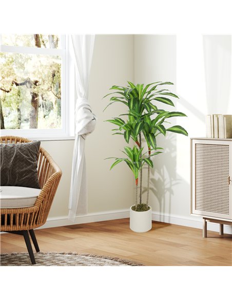 HOMCOM 120cm Artificial Dracaena Tree with Bendable Trunks - Green - pic 192585 | FastDaddyshop