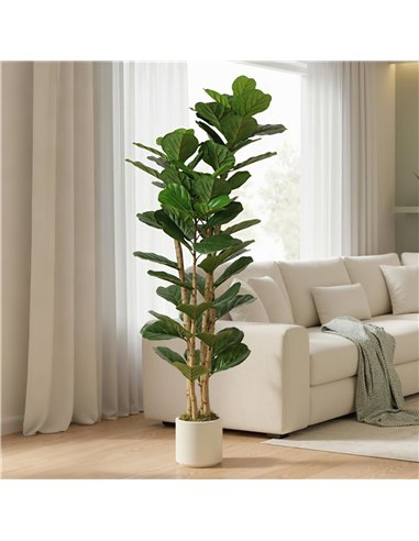 HOMCOM 180cm Artificial Fiddle Leaf Fig Tree - Green
