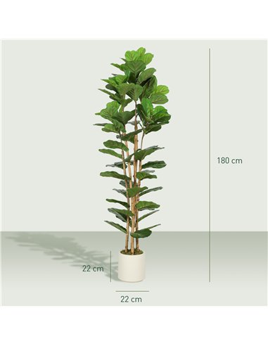 HOMCOM 180cm Artificial Fiddle Leaf Fig Tree - Green