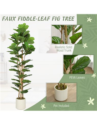 HOMCOM 180cm Artificial Fiddle Leaf Fig Tree - Green