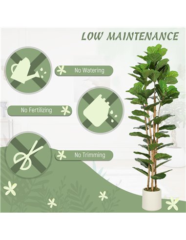 HOMCOM 180cm Artificial Fiddle Leaf Fig Tree - Green
