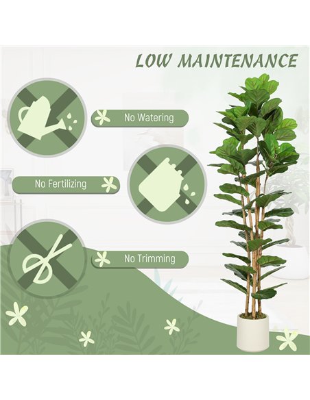 HOMCOM 180cm Artificial Fiddle Leaf Fig Tree - Green - pic 192599 | FastDaddyshop