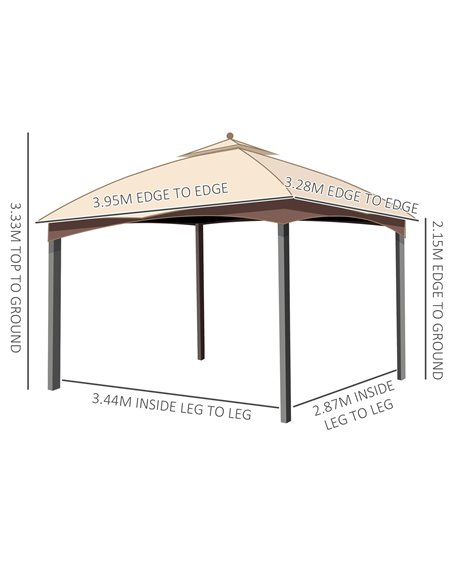 Outsunny 4x3m Gazebo, with Double Tier Roof, Removable Netting and Curtains, Khaki - pic 19260 | FastDaddyshop